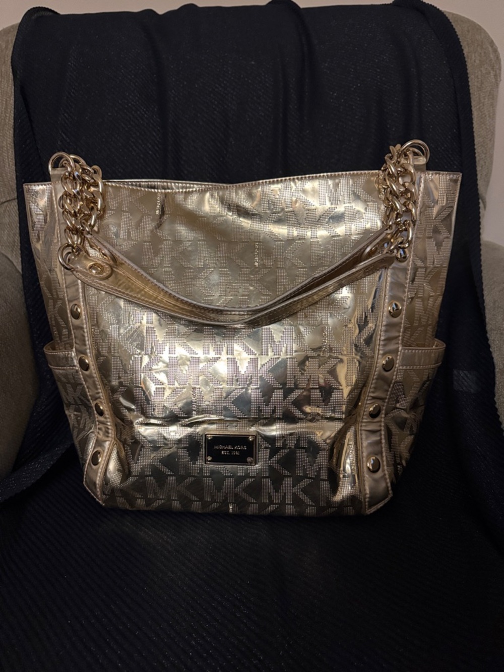 MICHAEL Michael Kors Metallic Gold Logo Tote